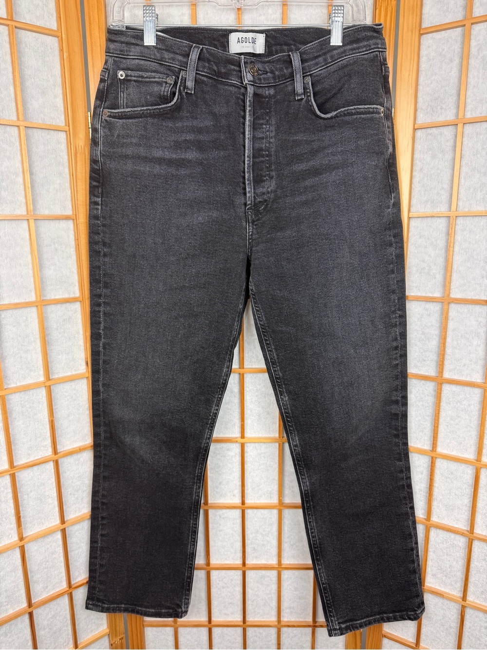 AGOLDE Riley High Rise Straight Crop Jeans Washed Black Gray Size 29